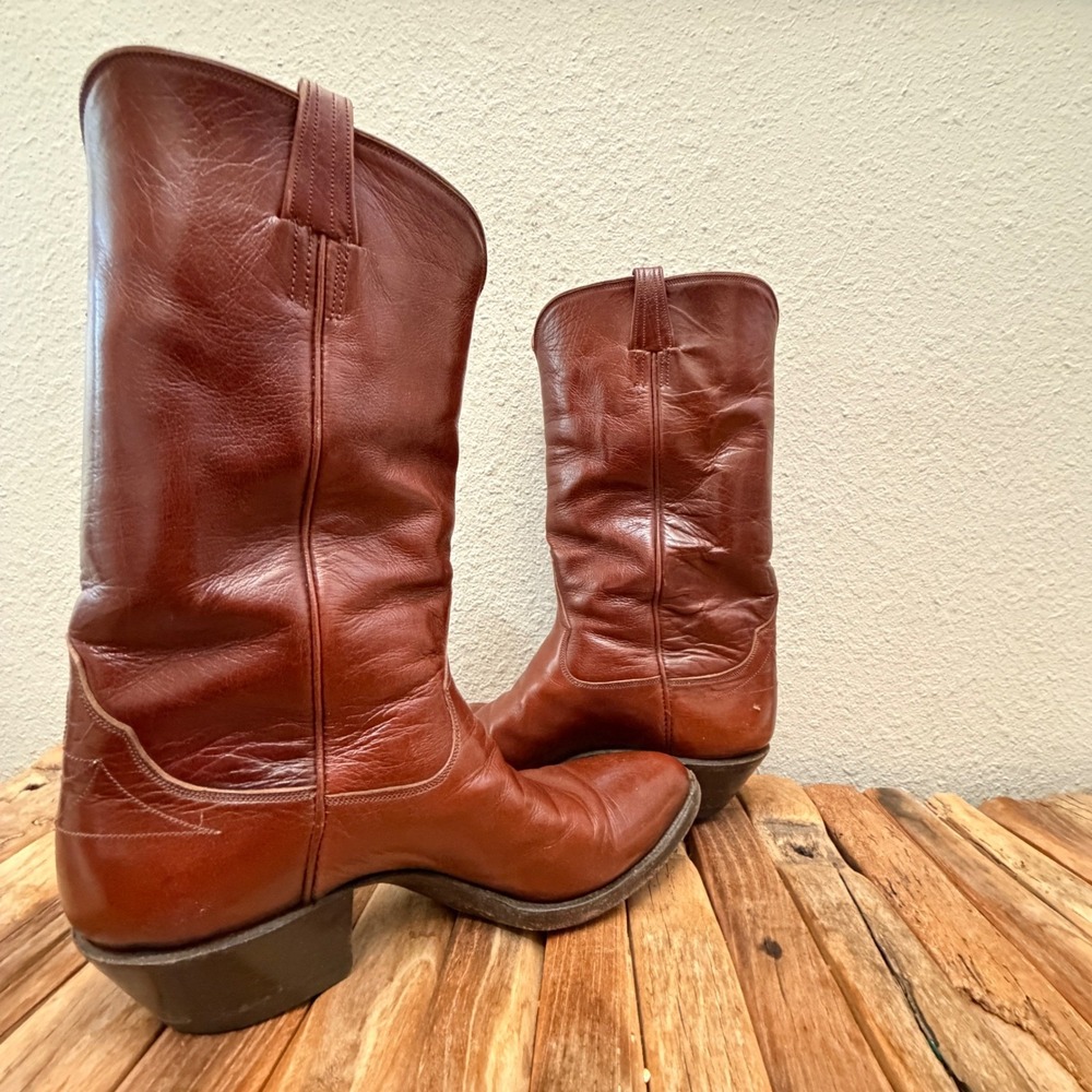 Cole Haan Limited Edition Vintage Men Western Boots Brown Leather Equestrian